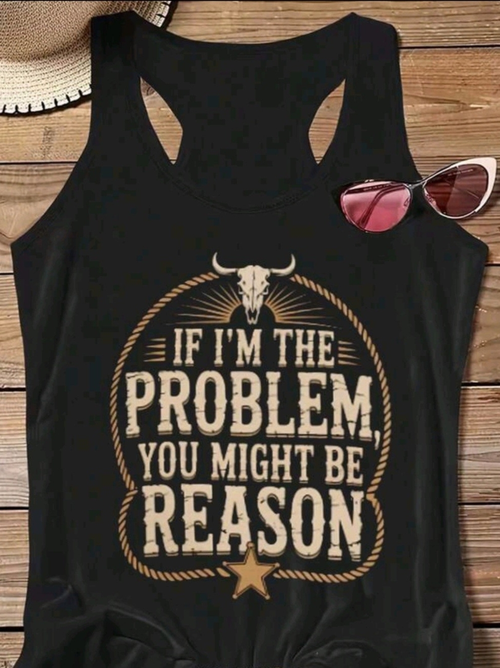 Black Graphic Racerback Tank - "If I'm The Problem"